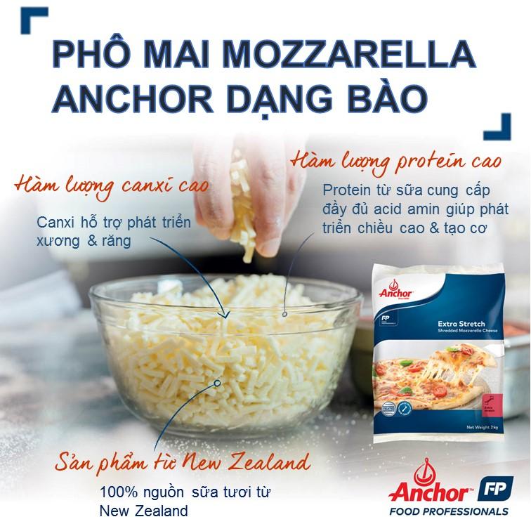 Phô mai bào Mozzarella Anchor New Zealand gói 2kg