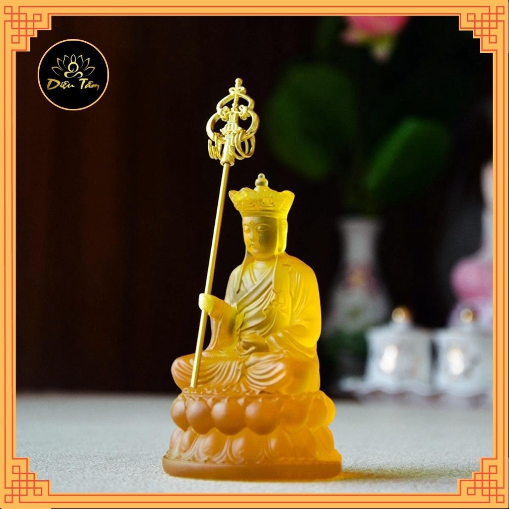 Tượng phật địa tạng vương bồ tát cao 10cm tượng phật để ô tô đồ thờ cúng shop Diệu Tâm mẫu Địa Tạng LL đài sen 10cm