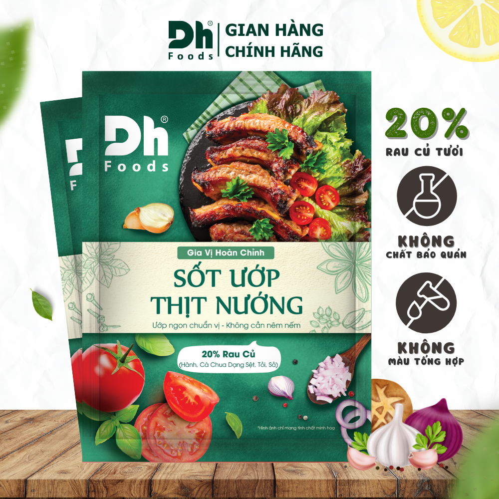 Bộ Sốt Ướp Các Loại Thịt, Cá, Hải Sản Dh Foods - Gói Gia Vị Sốt Ướp Tiện Lợi 65gr, Thành Phần Rau Củ Tươi