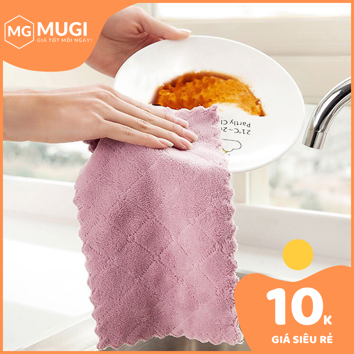 Combo 03 khăn lau đa năng thấm hút nước cực tốt, chống dính dầu mỡ hai mặt, lau sạch mọi loại vết bẩn