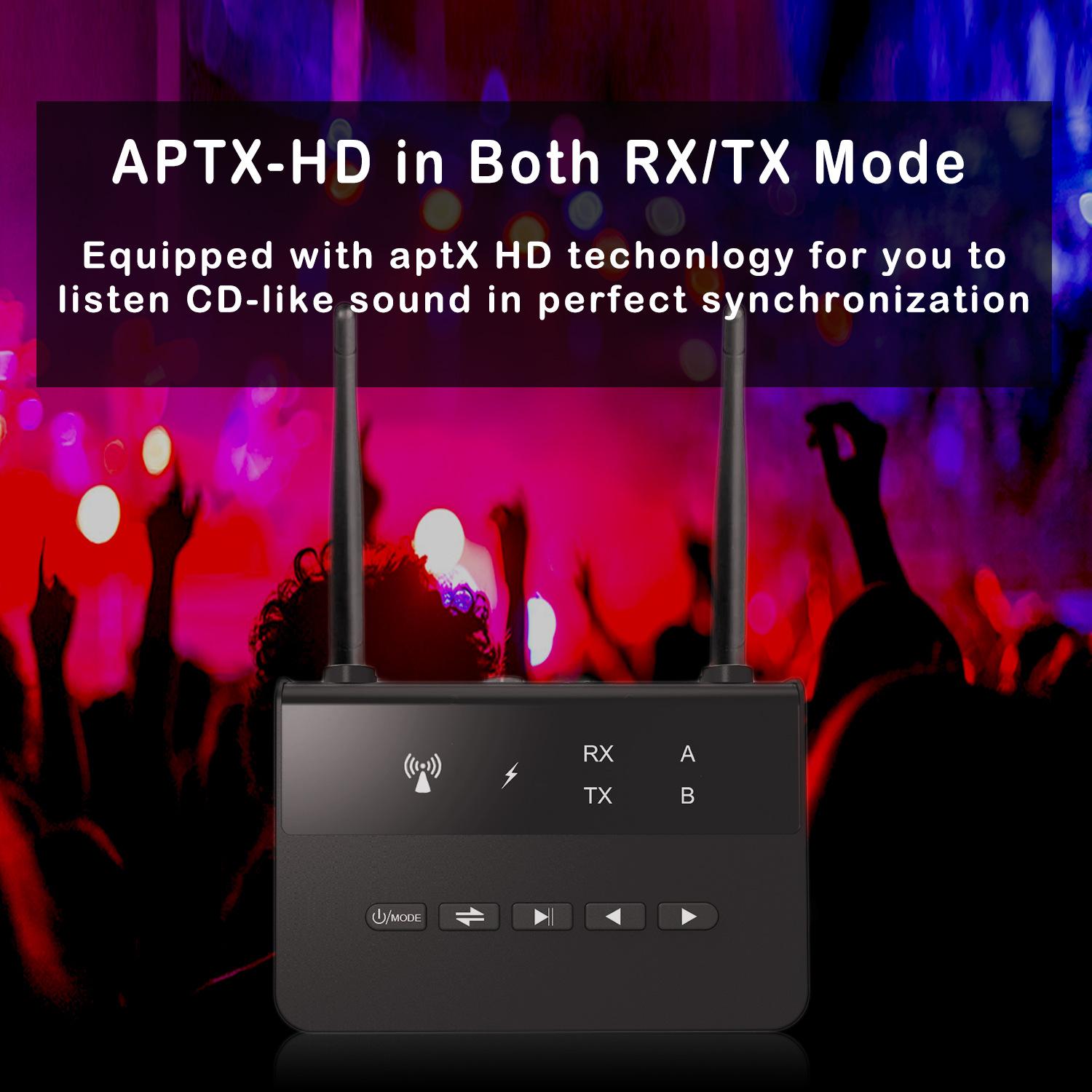 Máy phát TV Bluetooth - Máy phát âm thanh Bluetooth 5.2 với điều chỉnh âm lượng, bộ chuyển đổi Bluetooth cho TV/PC, APTX có độ trễ thấp, phạm vi Ultra -large, AUX/RCA/Optics