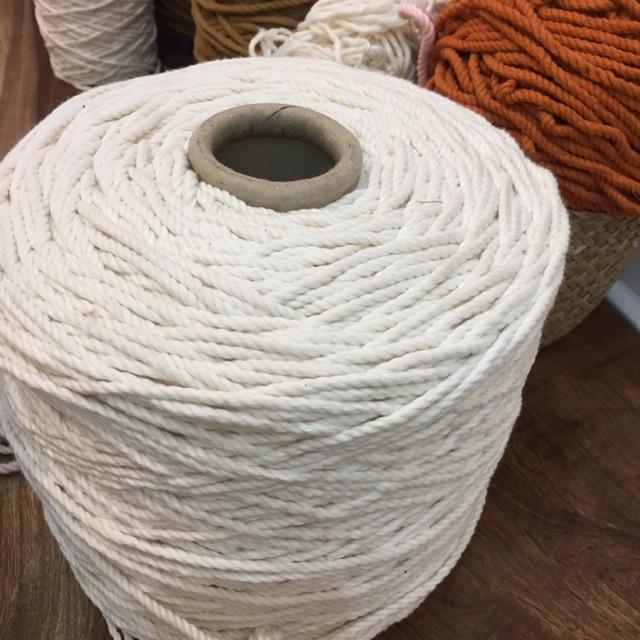 Dây thừng macrame loại 3 xoắn - chất liệu cotton size 3mm, 4mm, 5mm -500 gr