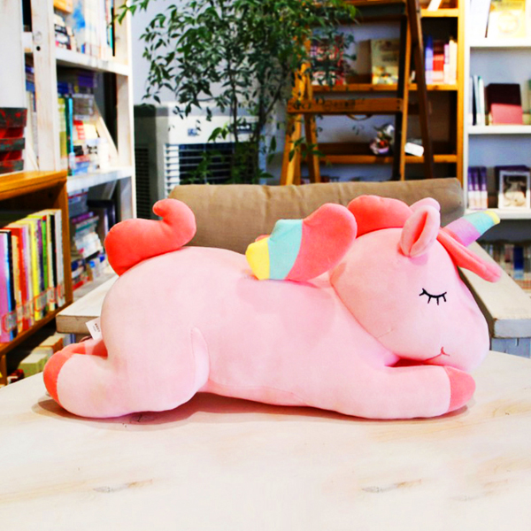 Gấu bông ngựa một sừng unicorn nằm (50 cm) gb45 (Màu Hồng)