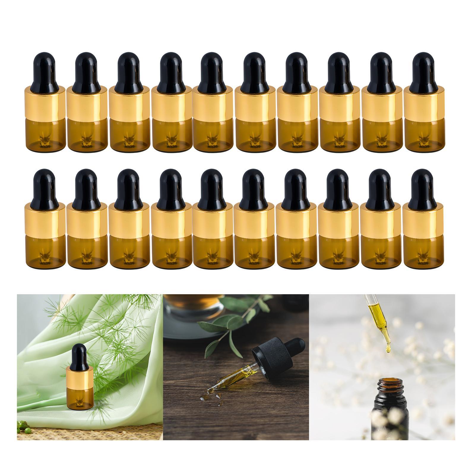 20x Dropper Bottles with Glass Eye Dropper Refillable for Perfume Storage