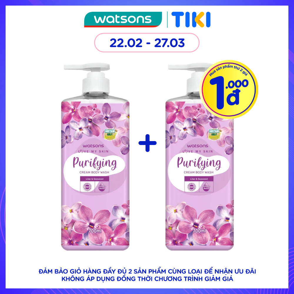 Kem Tắm Watsons Love My Skin Purifying Cream Body Wash 700ml