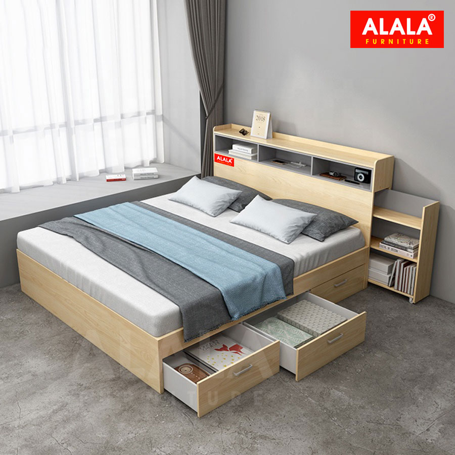 Giường ngủ ALALA81 + 3 hộc kéo / Miễn phí vận chuyển và lắp đặt/ Đổi trả 30 ngày/ Sản phẩm được bảo hành 5 năm từ thương hiệu ALALA/ Chịu lực 700kg