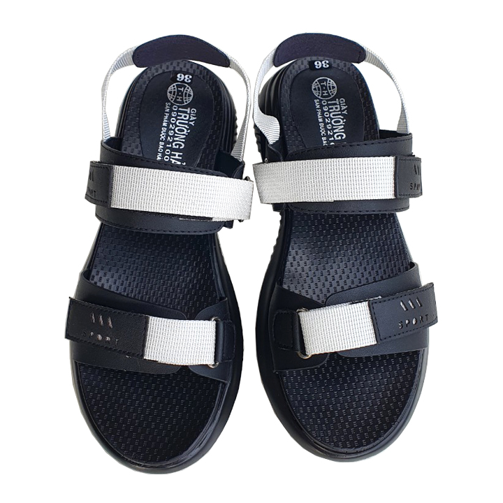 Giày sandal nữ đế bằng cao 4.5cm màu đen Trường Hải Thời trang nữ cao cấp