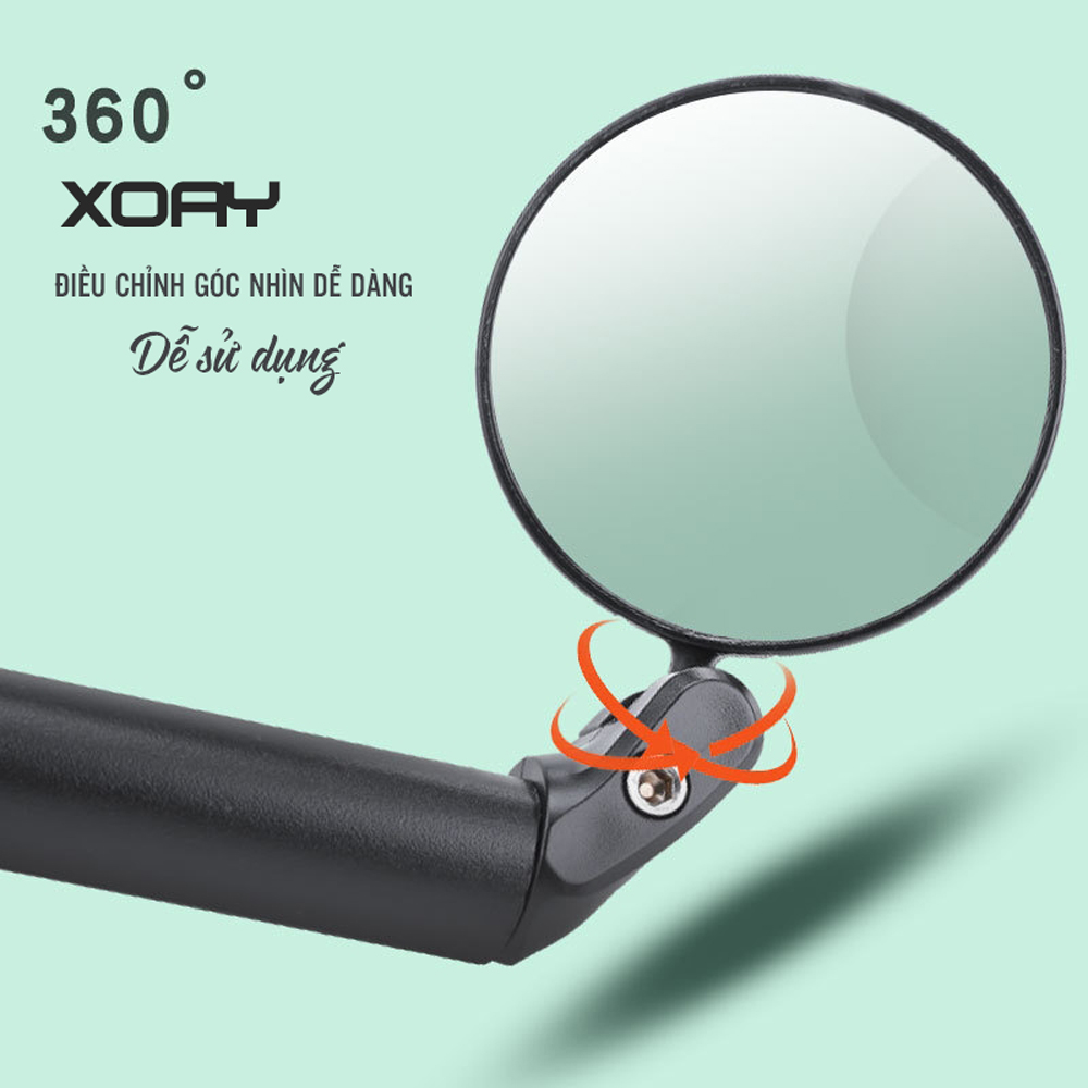 Gương Kính Chiếu Hậu Xe Đạp GXD-ML03 cho xe đạp có lỗ tay cầm phi 18-22mm xoay 360 Độ giúp quan sát phía sau xe đạp  (Mặt Gương Cầu Lồi) - Mai Lee