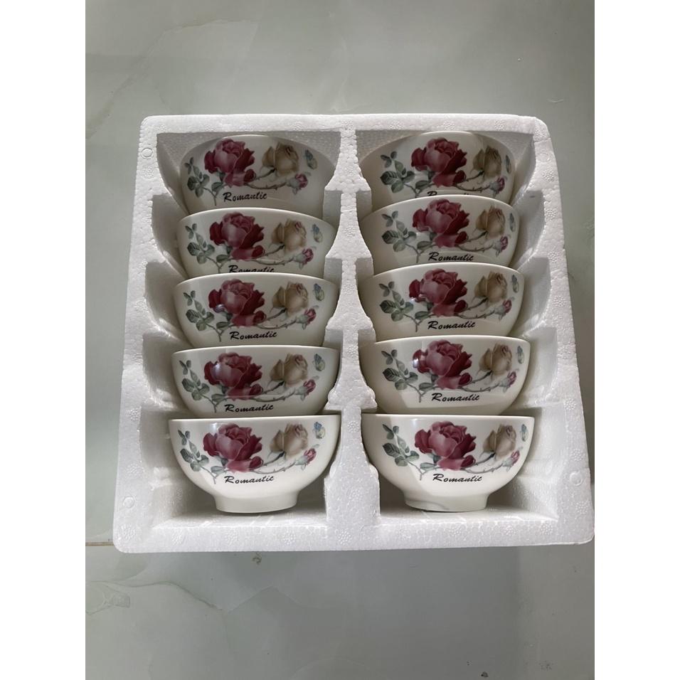 Bộ 10 Chén Sứ Hoa Văn Ngẫu Nhiên Siêu Đẹp Cho Gia Đình