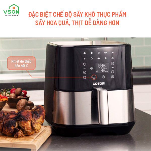 Nồi Chiên Không Dầu Thương Hiệu Mỹ COSORI CP258 5.5L - Màn hình cảm ứng - Chức năng sấy khô - Hàng Chính Hãng