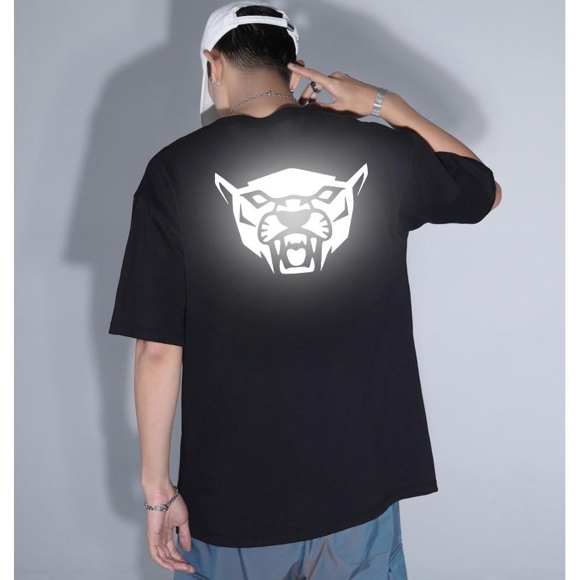 Áo thun Unisex tay lỡ in Logo độc lạ phản quang bạc