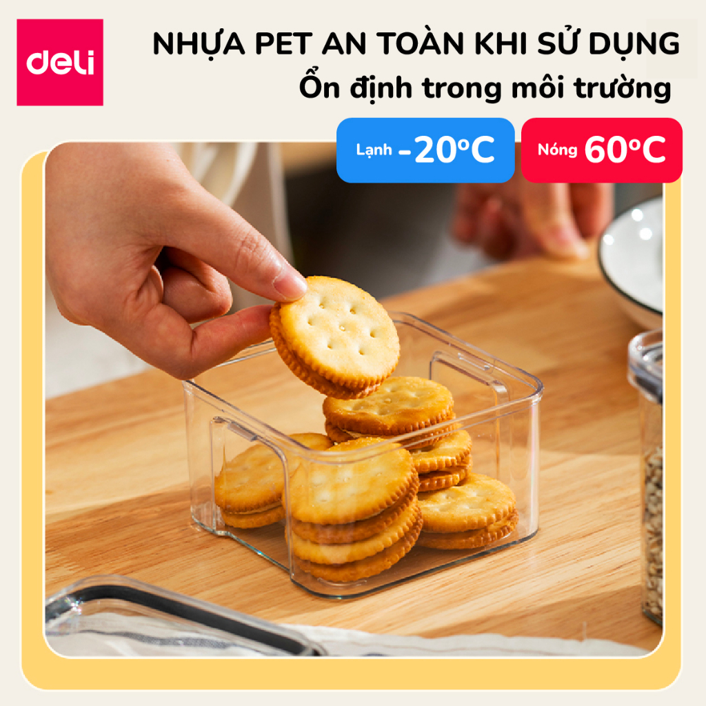 Hộp Nhựa Đựng Thực Phẩm Khô DELI- Hộp Nhựa Đựng Ngũ Cốc Đồ Khô Nắp Kín Chống Ẩm Mốc Nắp Kín Sắp Xếp Nhà Bếp Bảo Quản Thực Phẩm Phân Chia Thực Phẩm Chống Mùi Tủ Lạnh Chống Tràn Chống Rò Rỉ