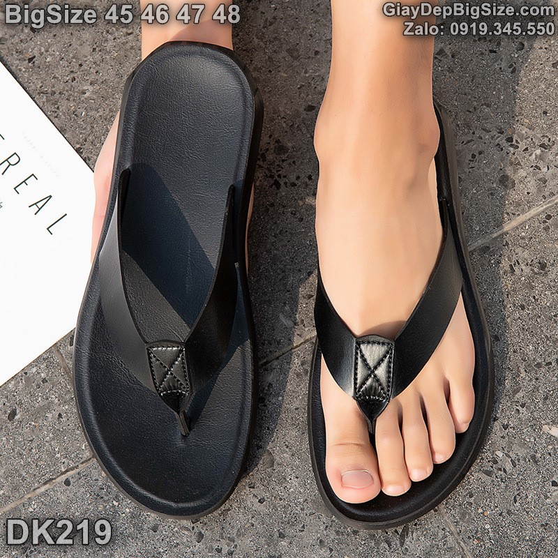 Dép kẹp xỏ ngón, dép tông cỡ lớn 45 46 47 48 cho nam cao to chân ú bè. Big size leather flip-flops for wide feet - DK219