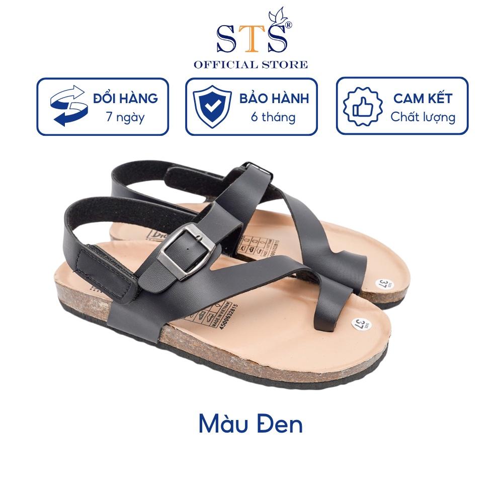 Sandal Đế Trấu DA BÒ THẬT NGUYÊN TẤM Quai chéo Tách Ngón,Mặt lót Da PU kem cao cấp chống nước đi chơi đi học đi làm K20