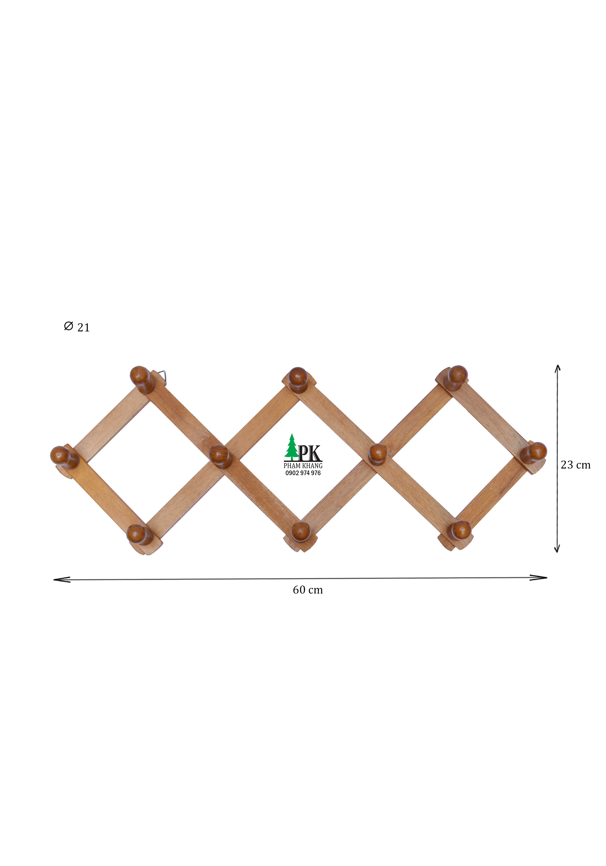 Móc treo đồ bằng gỗ gắn tường Phạm Khang - Gỗ cao su màu Tự Nhiên/ Vàng Cherry - Nhiều kích thước size Nhỏ/ size Trung/ size Lớn