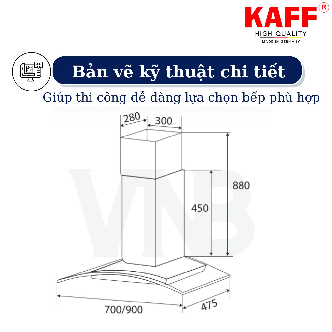 Máy hút mùi kính cong 700mm KAFF KF-GB785N - Hàng Chính Hãng