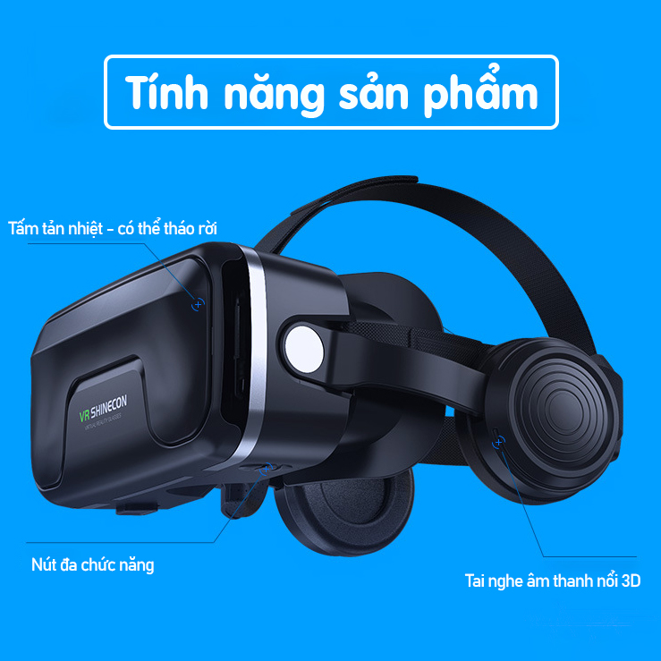 Kính thực tế ảo 3D VR Shinecon Vinetteam Phiên bản tai nghe Mũ bảo hiểm thực tế ảo 3D di động Màn hình lớn - D1613