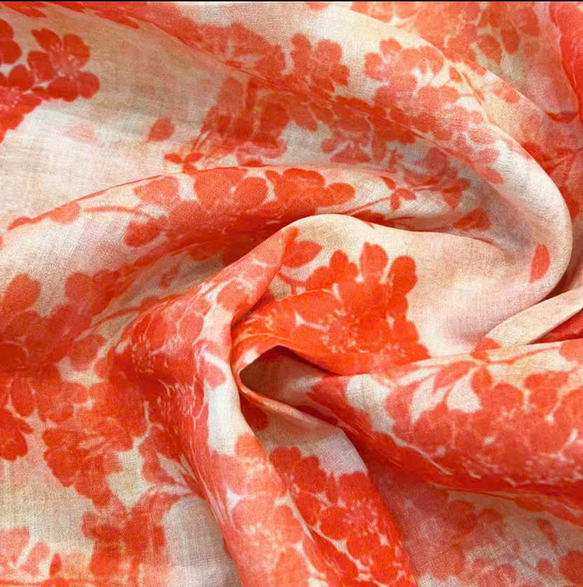 Đầm Sơ Mi Ramie Hoa Đỏ Thanh Minh Dre232 Thời trang Hity