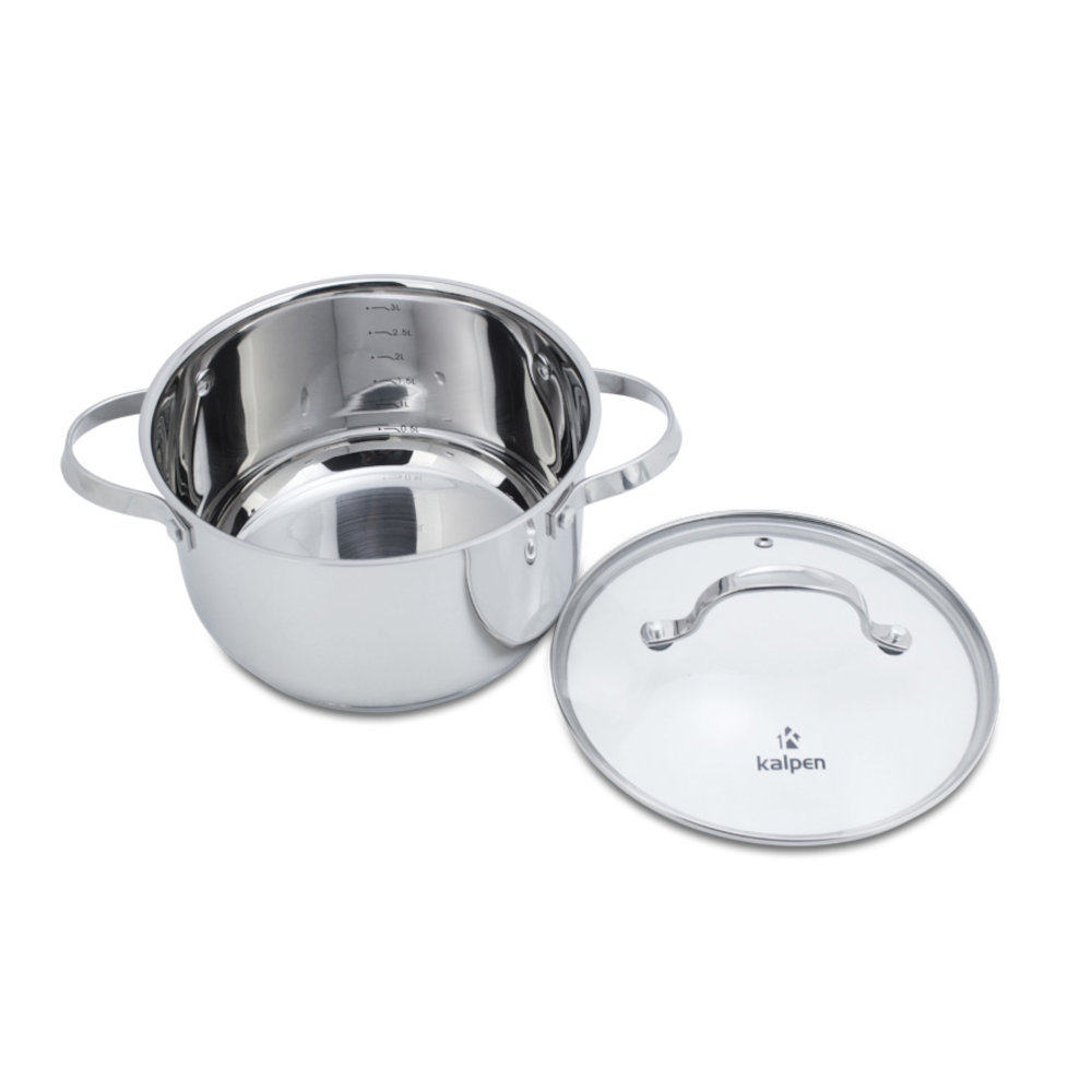 Bộ 3 nồi inox 304 cao cấp 5 đáy Kalpen Lermat L1 size 16,20,24cm hàng chuẩn Đức - Hàng chính hãng