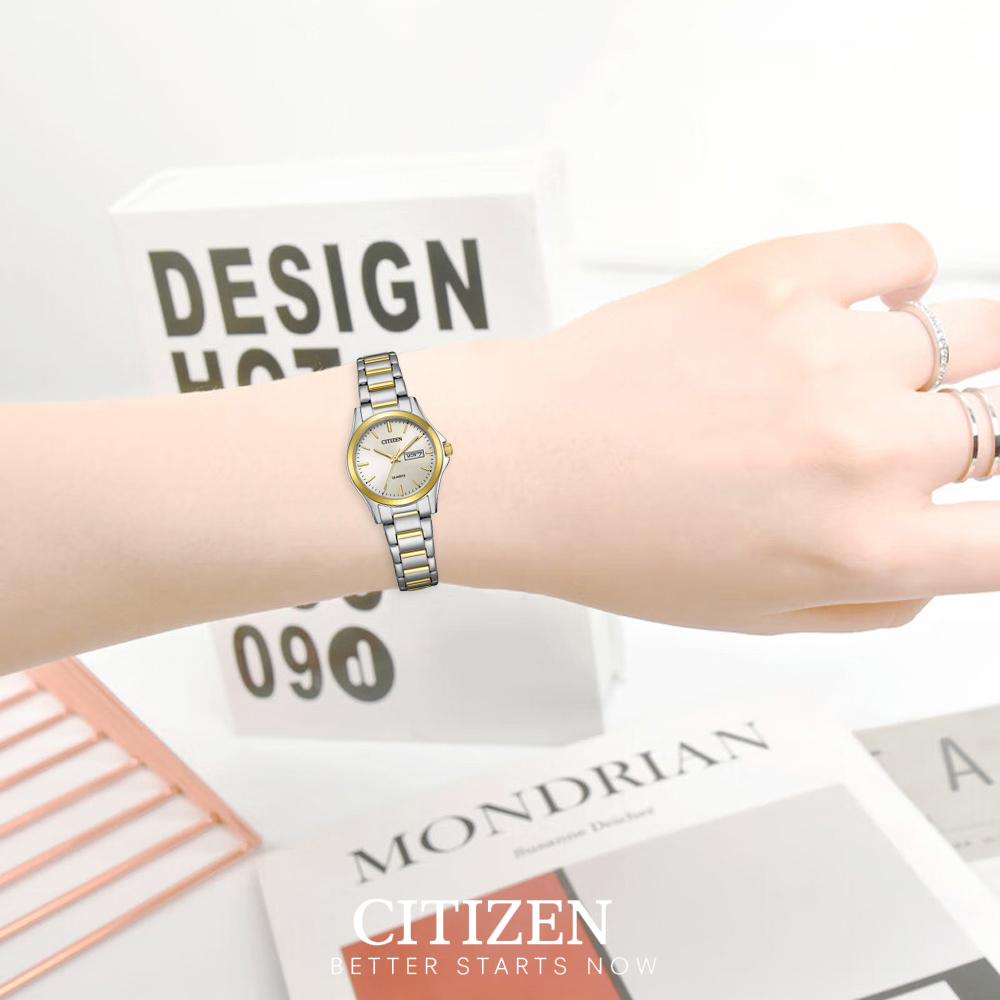 Đồng Hồ Nữ Citizen Pin-Quartz Dây Thép Không Gỉ EQ0614-52A - Mặt Trắng (28mm)