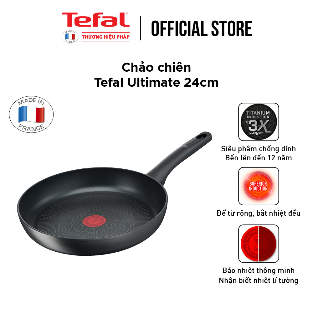 Chảo chiên chống dính đáy từ Tefal Ultimate 24cm, dùng cho mọi loại bếp - Sản xuất tại Pháp - Hàng chính hãng