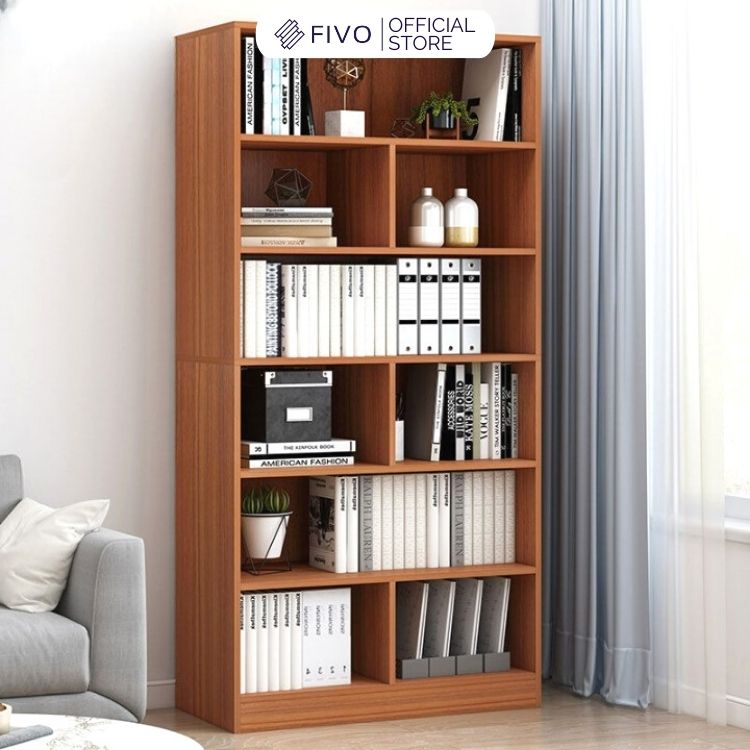 Kệ Sách Gỗ Đứng Chất Liệu MDF FIVO FB70 (60 x 24 x 179cm) Lắp Ráp Dễ Dàng (Có Tấm Lưng Phía Sau) - Hàng Chính Hãng