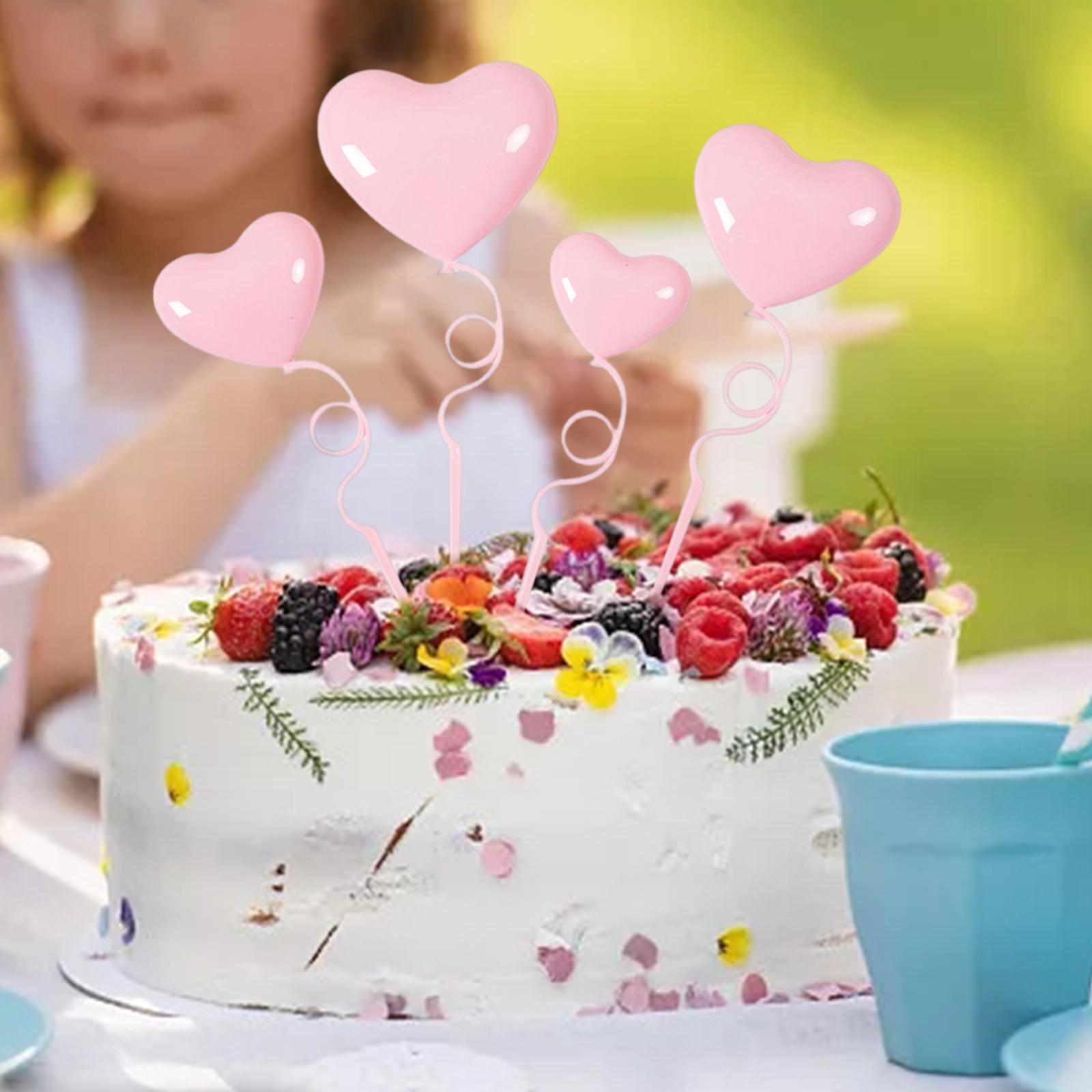 12x Cake Decorations Heart Shape 3D Love Ornaments