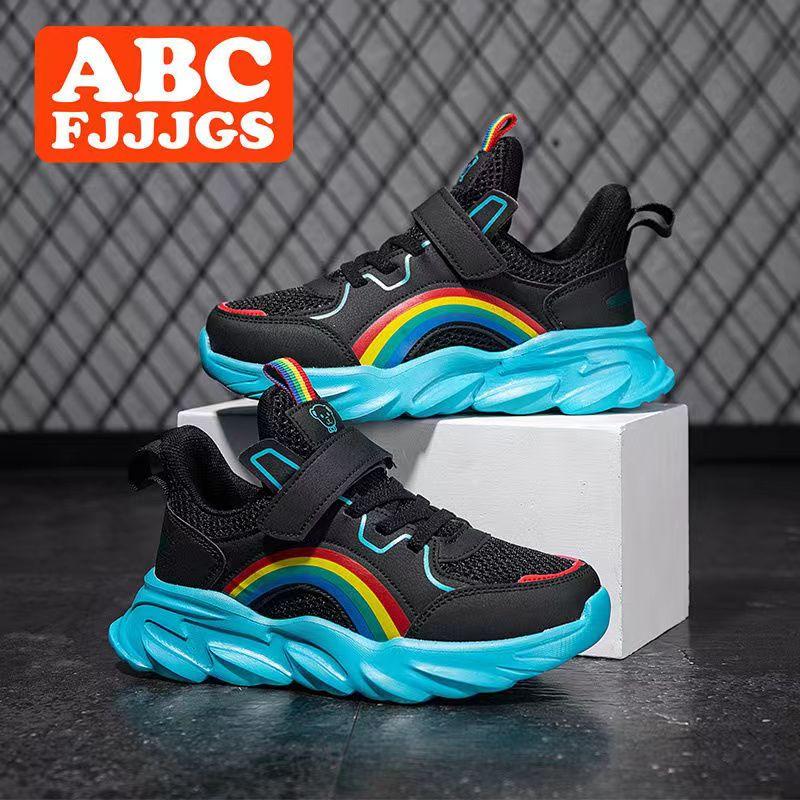 2022 Sneakers thời trang Giày thể thao trẻ em Girls Chạy lưới Mesh Boy Boys Autumn Boys Boys Boys Light Student Color: Black Shoe Size: 30