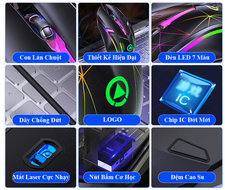 Chuột Game G6 Đèn led RGB màu tự thay đổi