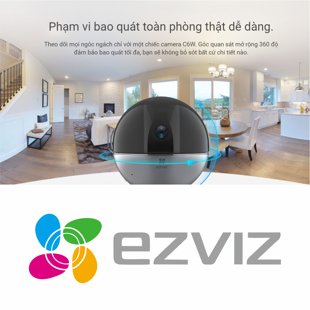 Camera WI-FI EZVIZ C6W 4MP, Độ Phân Giải 2K, Chống Ngược Sáng True WDR, Đàm Thoại 2 Chiều, Tự Động Thu Phóng Chuyển Động, Hồng Ngoại Đêm 10m - Hàng Chính Hãng