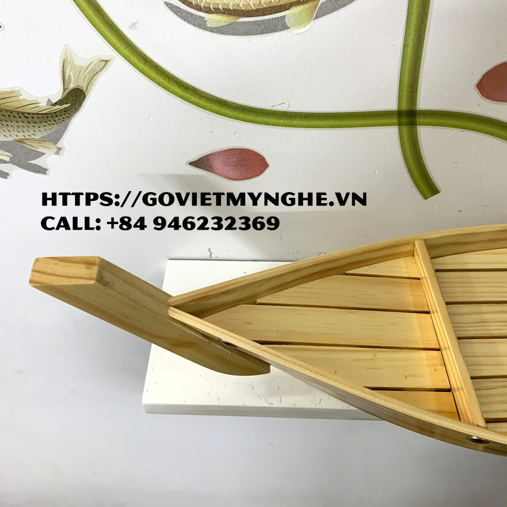 Khay thuyền gỗ trang trí Sushi &amp; Sashimi Nhật Bản - Dài 68cm - Gỗ Thông Tự Nhiên