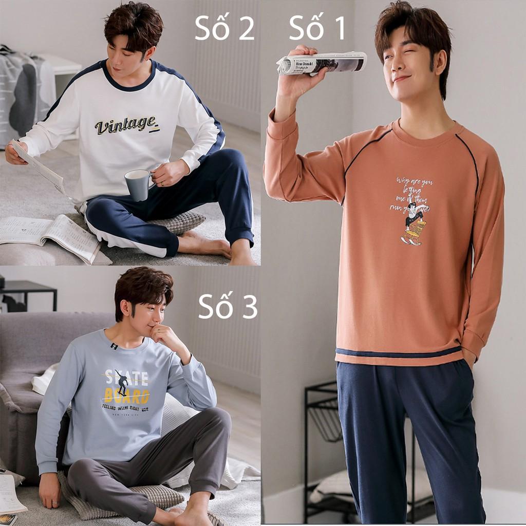 BỘ THU ĐÔNG NAM Chất vải Cotton 100% đồ ngủ nam mặc ở nhà được 4 mùa style Hàn Quốc trẻ trung &amp; thoải mái