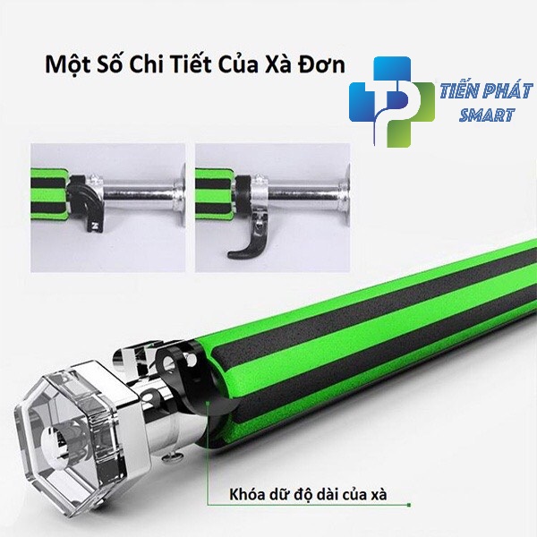 Xà đơn gắn cửa SỌC XANH cải tiến có chốt chống xoay 2 kích cỡ 60-10cm và 80-130cm