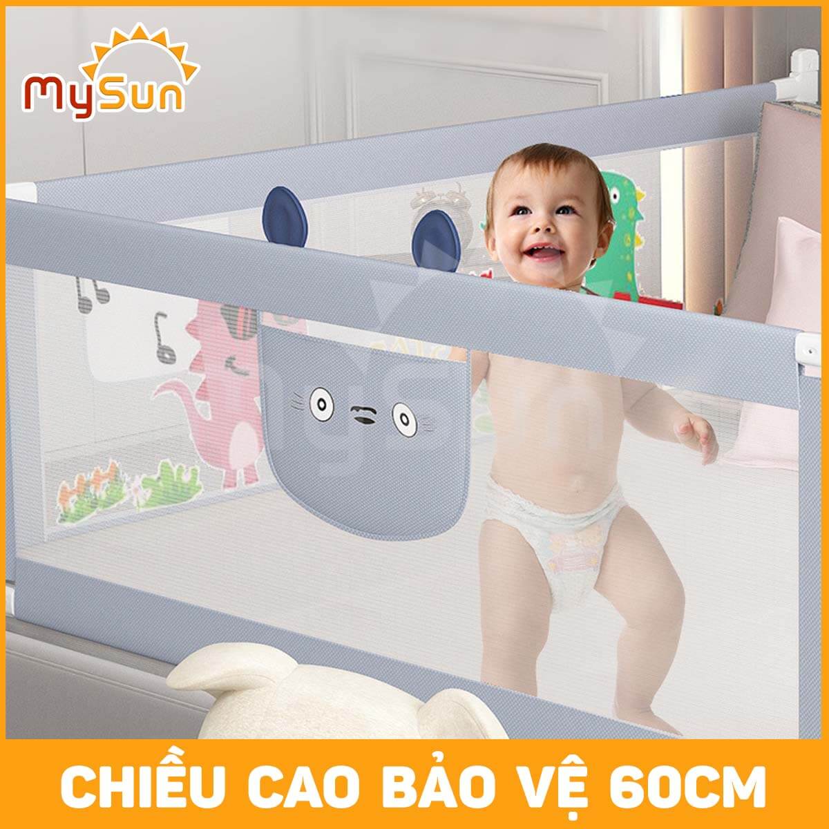 Thanh chắn giường dạng trượt cho bé MySun an toàn 1m2 1m5 1m8 1m9 2m 2m2