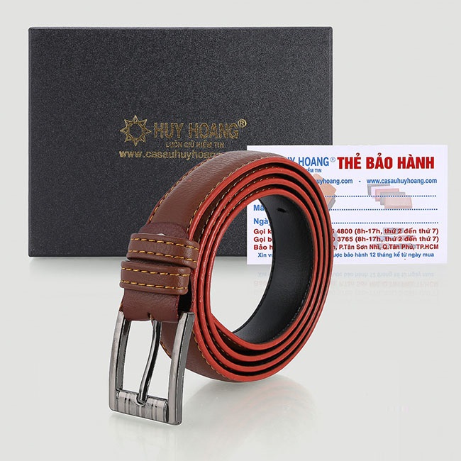 HJ5004-05-06 - Dây thắt lưng nữ Huy Hoàng 2,5P may viền màu bò, đen, nâu