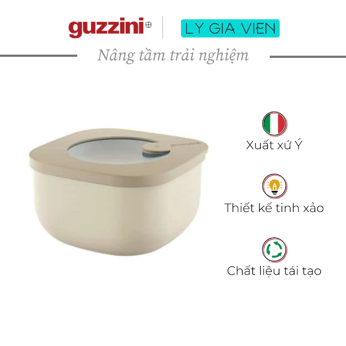 Hộp Đựng Thực Phẩm Cỡ Vừa Guzzini STORE&MORE Shallow Airtight Fridge/Freezer/Microwave Containers 975CC - Hộp Kín Không Khí - Phù Hợp Cho Tủ Lạnh/Tủ Đông/Lò Vi Sóng