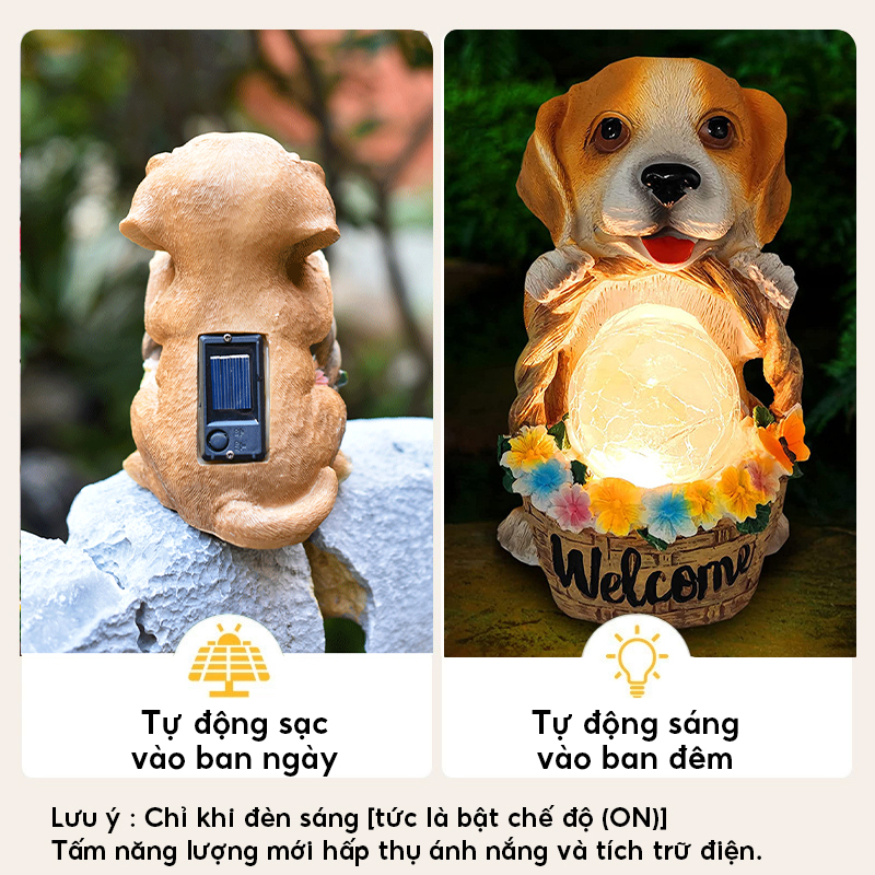 Đèn trang trí năng lượng mặt trời hình cún bóng thủy tinh, tiết kiệm điện, bóng siêu sáng, chống thấm nước - DA3177
