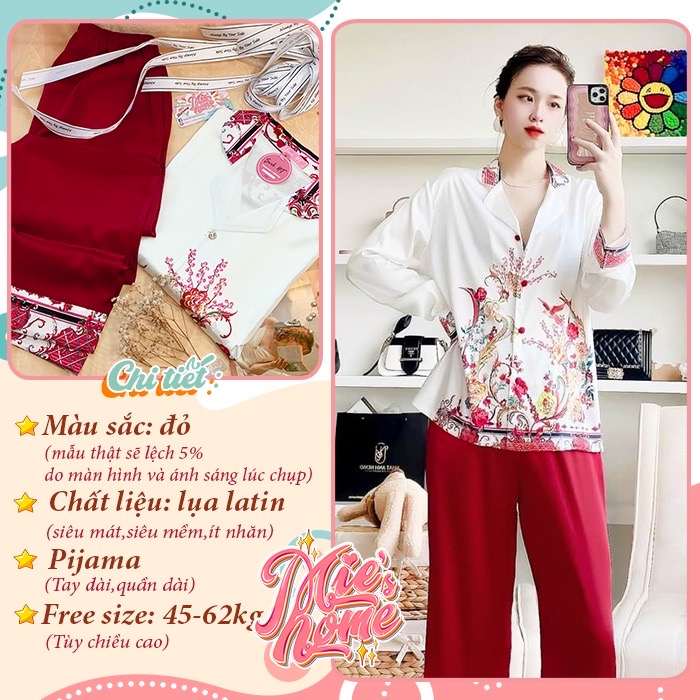 Đồ bộ mặc nhà nữ, pijama lụa latin mát mịn