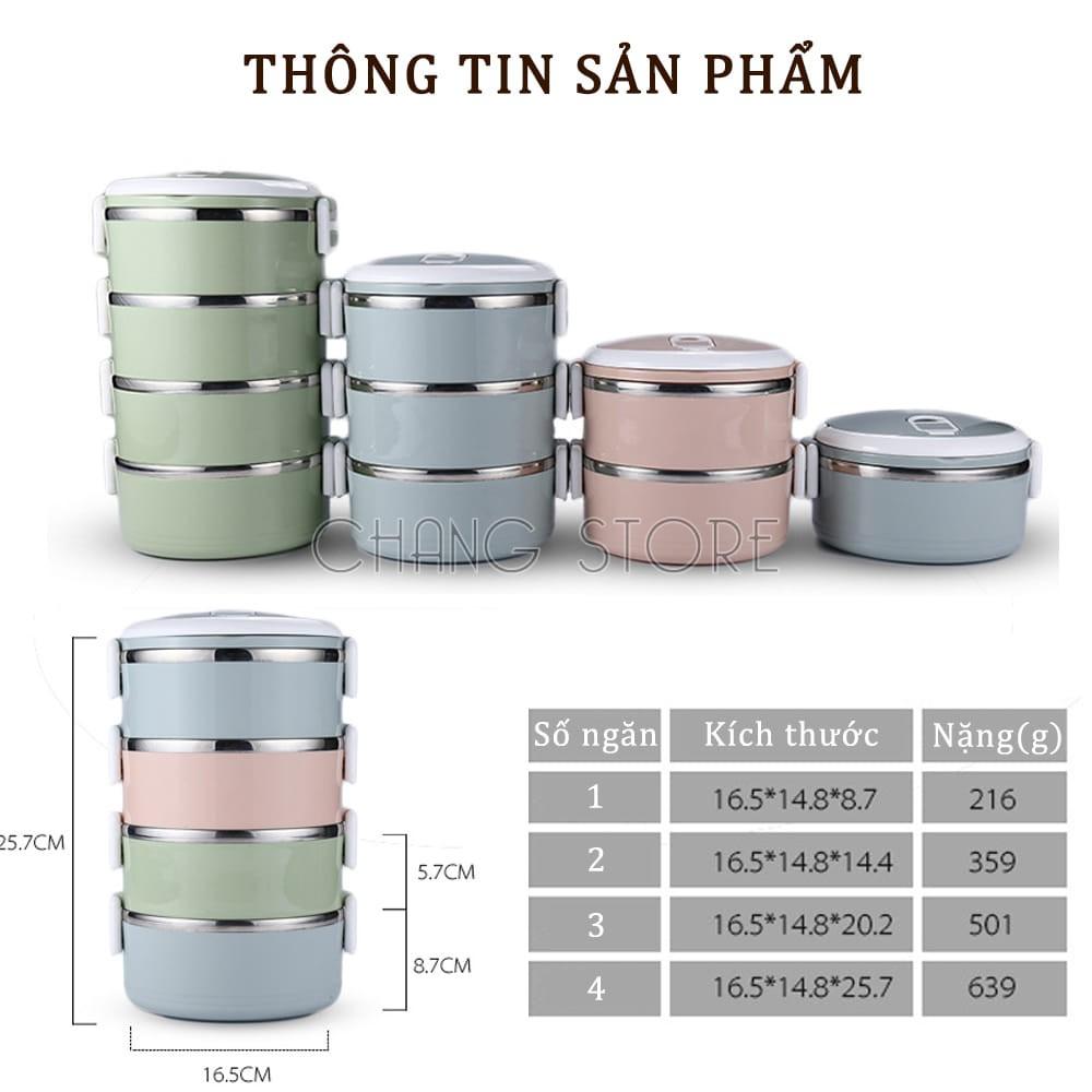 Hộp Đựng Cơm Văn Phòng Giữ Nhiệt 4 Tầng, Cặp Lồng Đựng Cơm Bằng Lúa Mạch Lõi Inox Cao Cấp Tiện Dụng