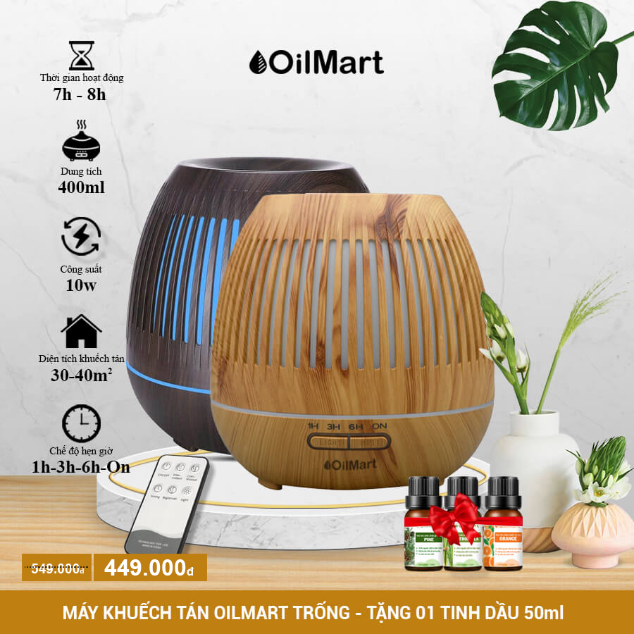 Máy Khuếch Tán Tinh Dầu Oilmart Trống - 10W 400ml (Kèm Điều Khiển)