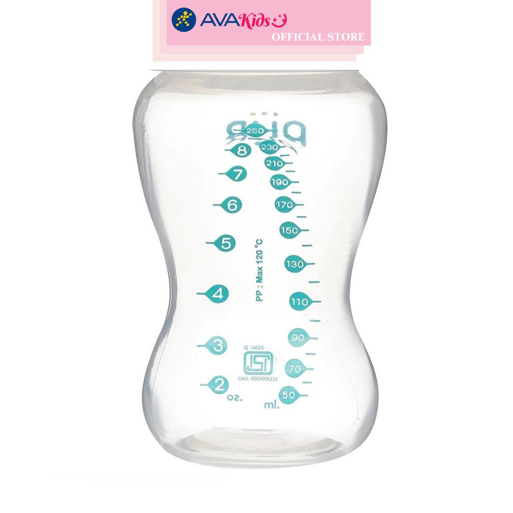 Bình sữa nhựa PP, PE Pur Milk Safe 9812 cổ rộng 250 ml (3 - 6 tháng)