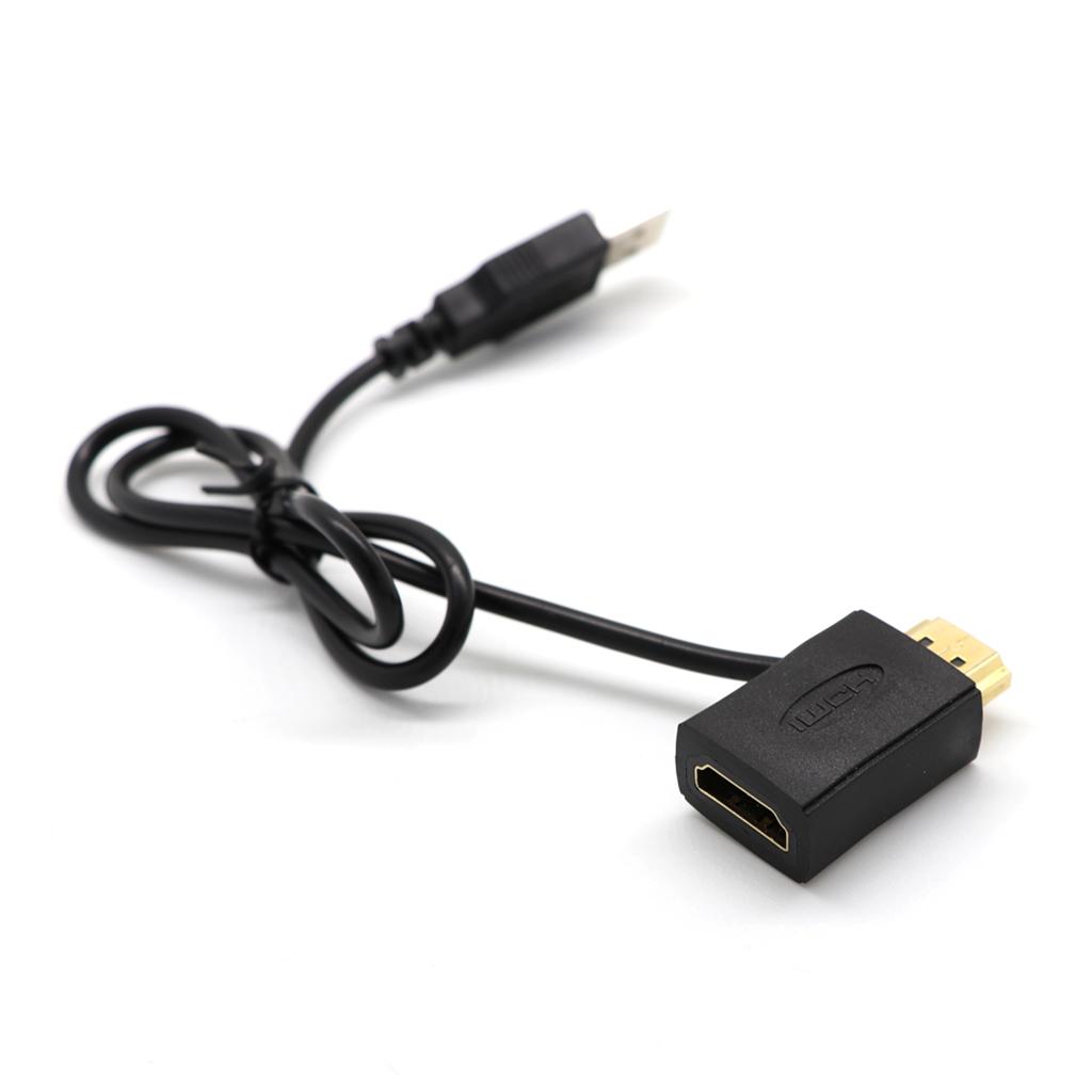2 Pieces HDMI M to F Adapter Plug With USB 2.0 Power Supply Connector Cable