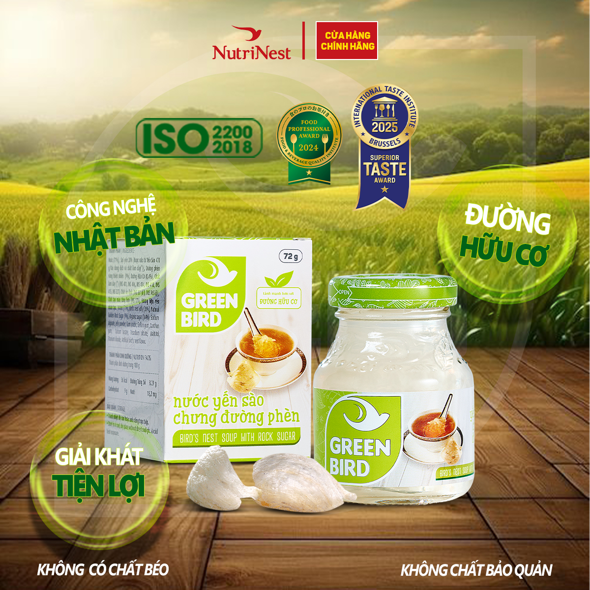 Nước Yến Chưng Đường Phèn Green Bird Thanh Mát Dễ Uống Hũ 72g