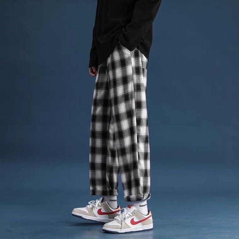 Quần Baggy Nam Nữ Kẻ Caro PLAID Ống Suông Unisex - Kiểu quần ống rộng suông vải Plaid kẻ caro Khanh Store 24