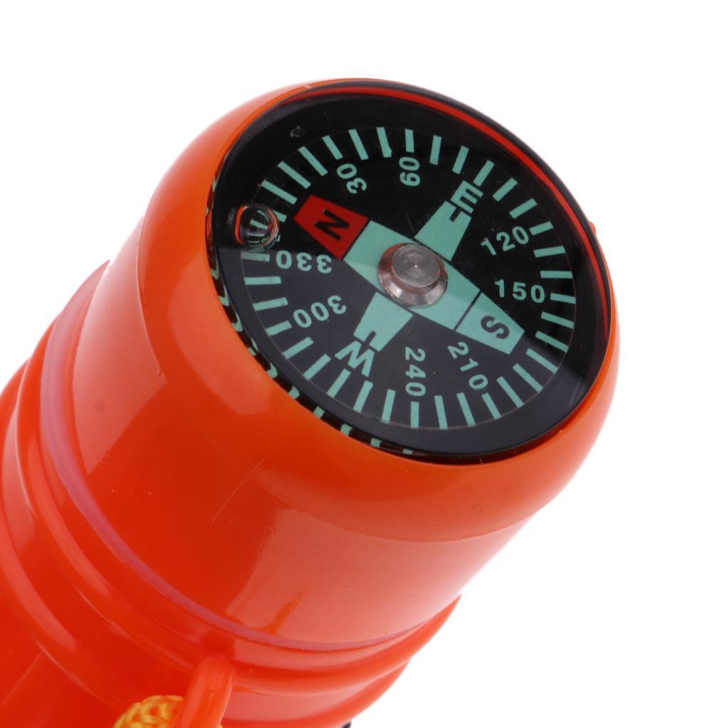 Multiuse Survival Tool Emergency Whistle Fire Starter Compass Signal Mirror