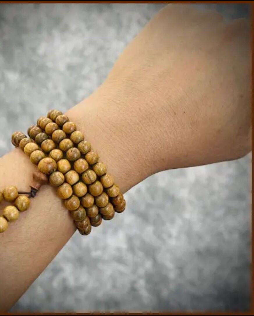 CHUỖI VÒNG ĐEO TAY PHONG THUỶ 108 HẠT GỖ BÁCH XANH TỰ NHIÊN