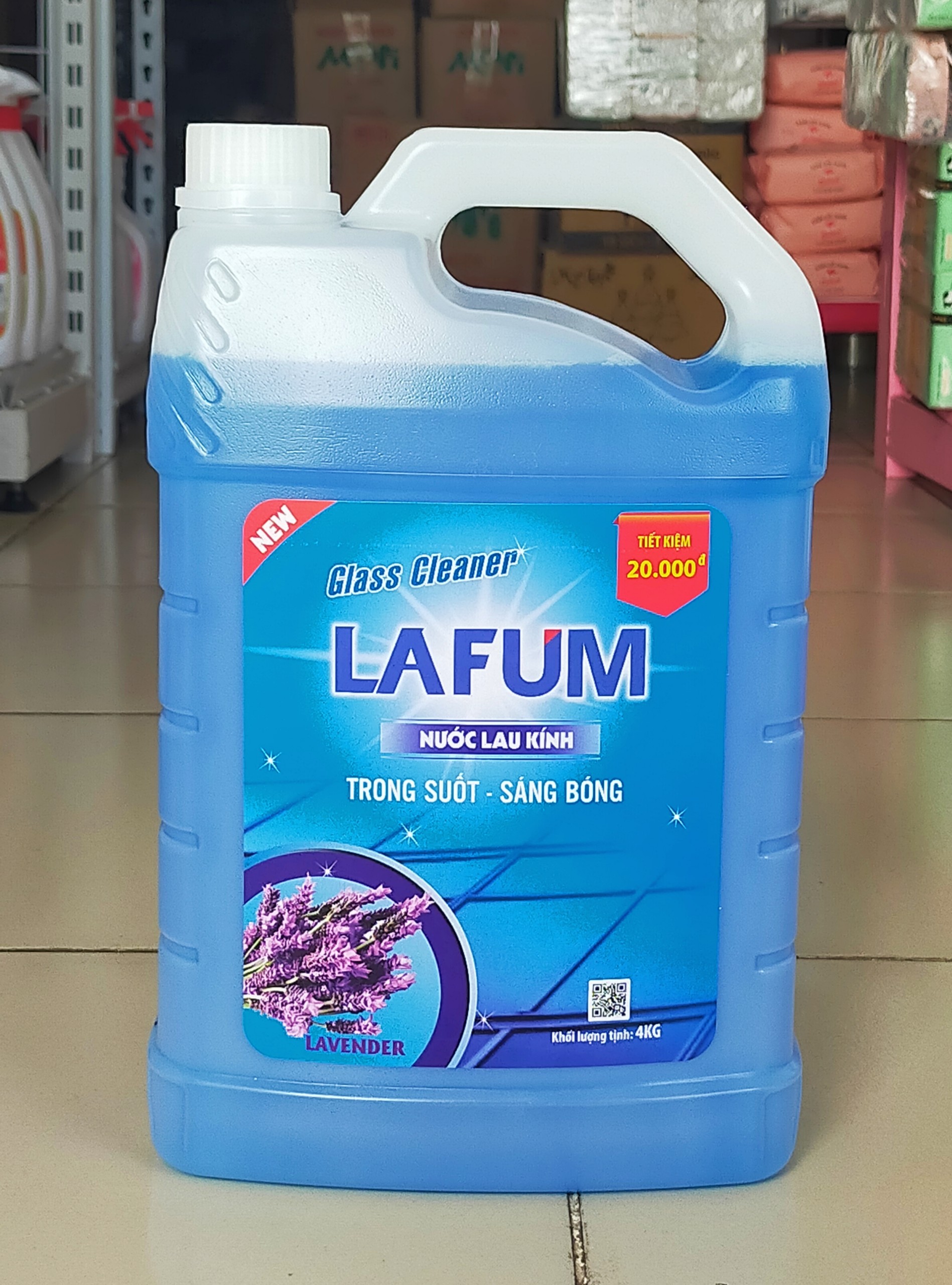 Nước Lau Kính Lafum Can Lớn 4L Hương Lavender Dịu Nhẹ làm sạch hiệu quả, an toàn cho da tay