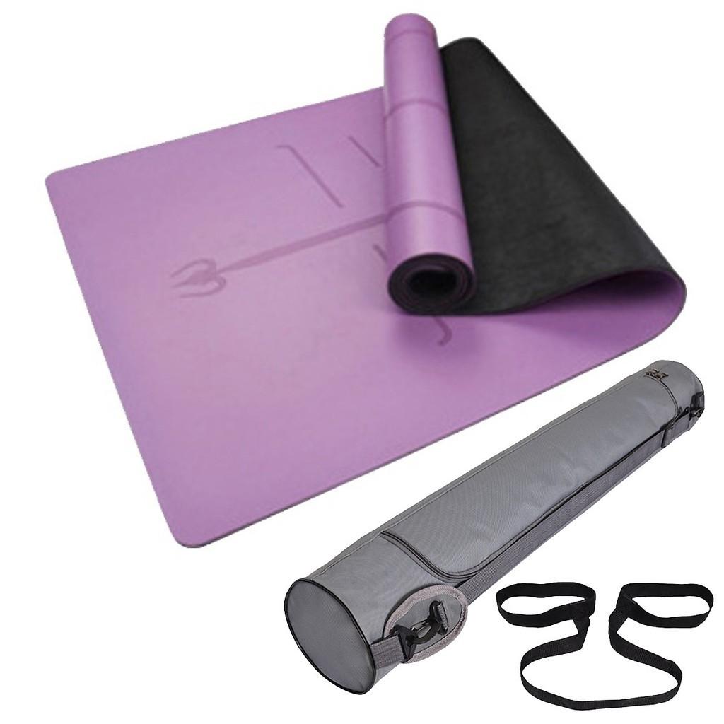 Thảm Tập Yoga Định Tuyến 5mm PU ( tặng túi đựng và chai nước xịt thảm)-Xanh lá