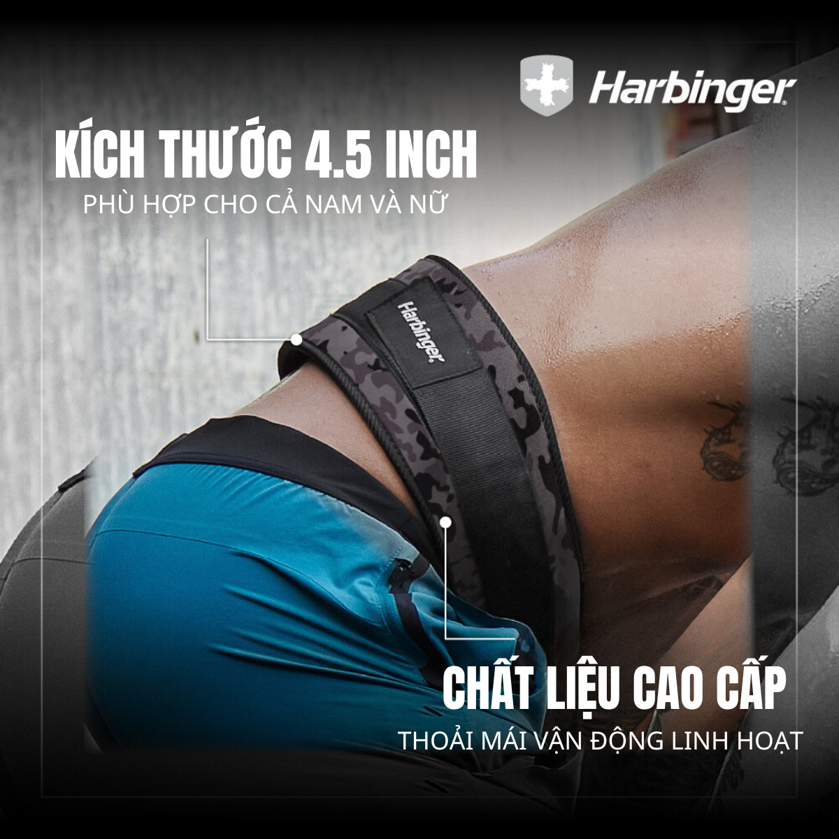 Đai Lưng Tập Gym Harbinger Foam Core Belt 4.5 Inch – Unisex Grayscale