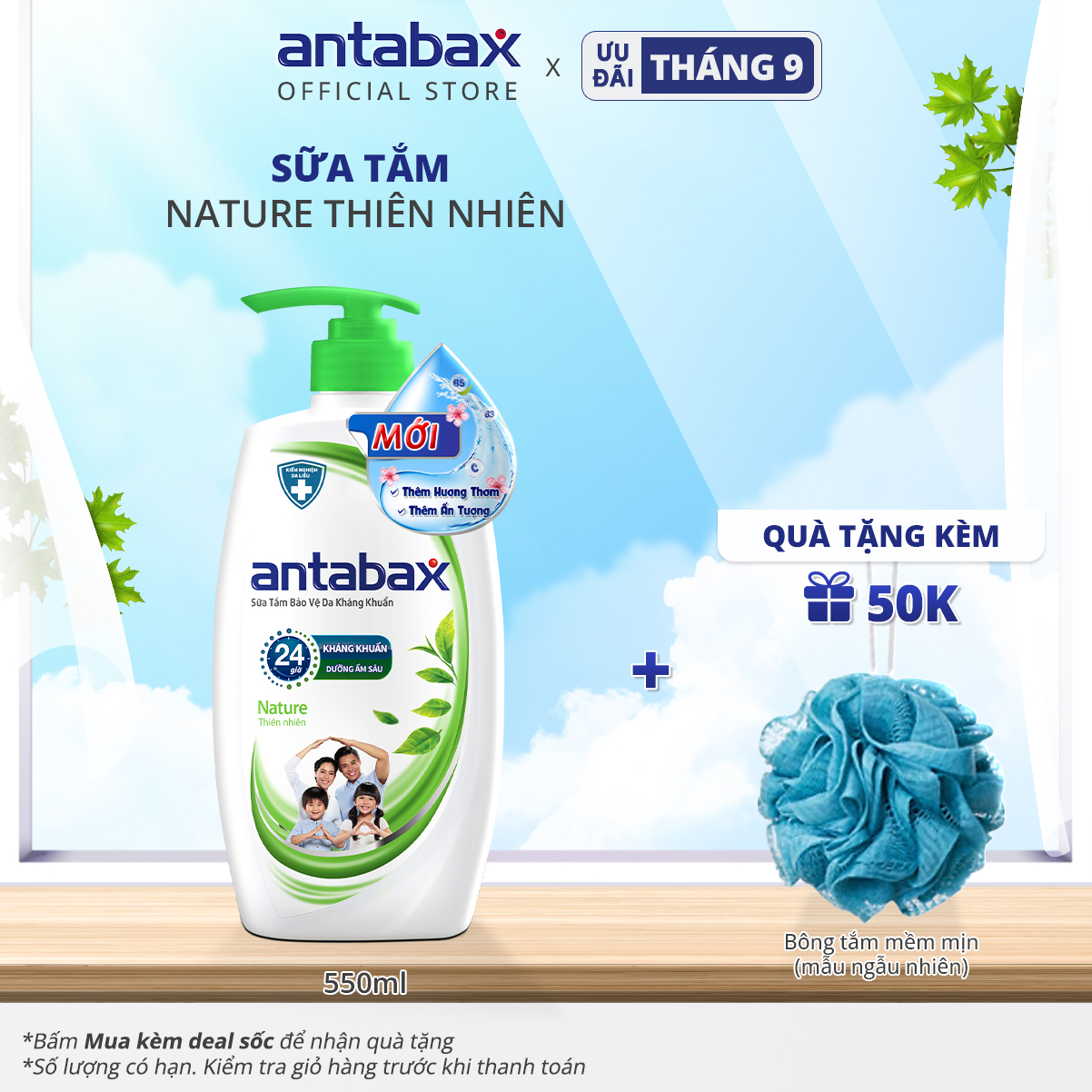 Sữa Tắm Bảo Vệ Da Kháng Khuẩn Antabax Nature Thiên Nhiên 550ml